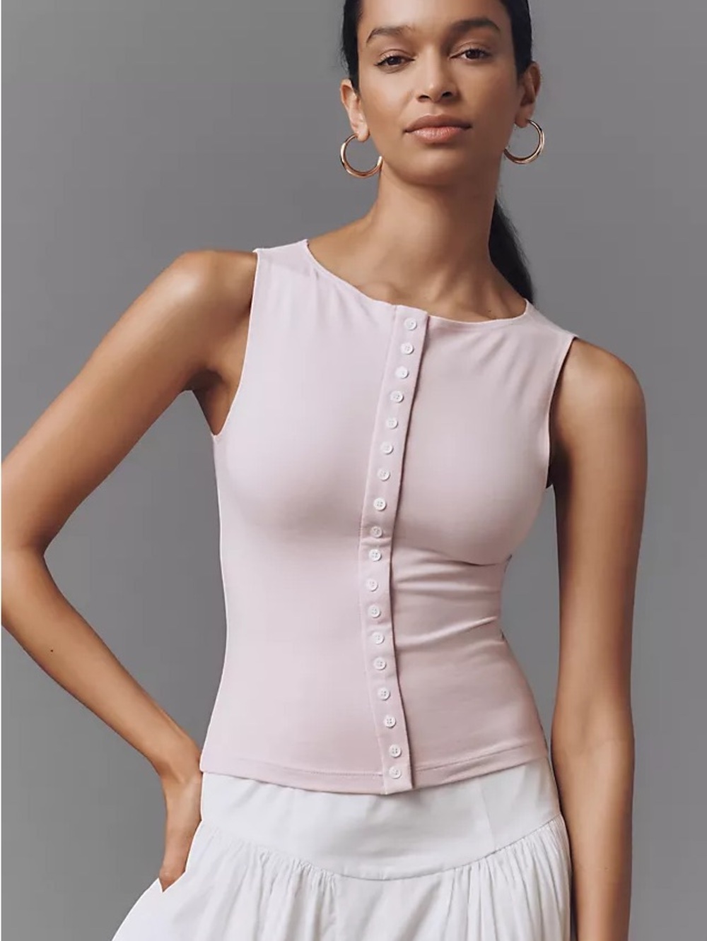 Reformation Blush Button-Front Sleeveless Tank